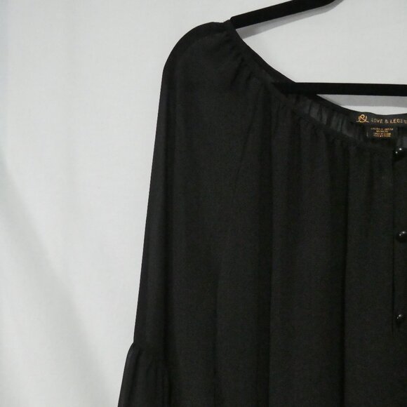LOVE & LEGEND | size 16 | Elegant Black Sheer Long Sleeve Blouse | Button Front - Picture 3 of 15